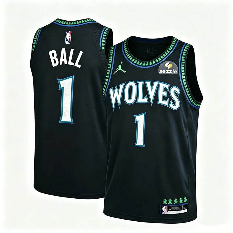 Mens Minnesota Timberwolves #1 LaMelo Ball 2026 Black Statement Classic Reimagined Jersey