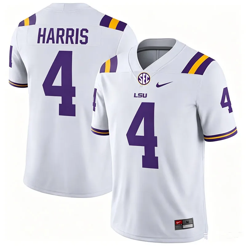 LSU Tigers #4 Jackson Harris White F.U.S.E. Limited Football Game Jersey