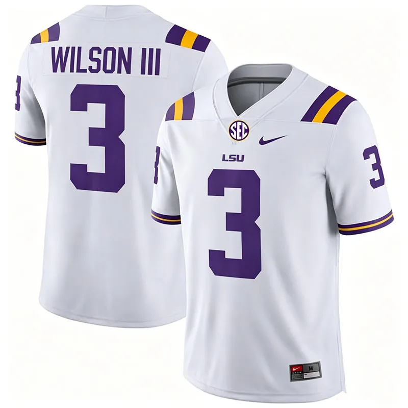 LSU Tigers #3 Eugene Wilson III White F.U.S.E. Limited Football Game Jersey