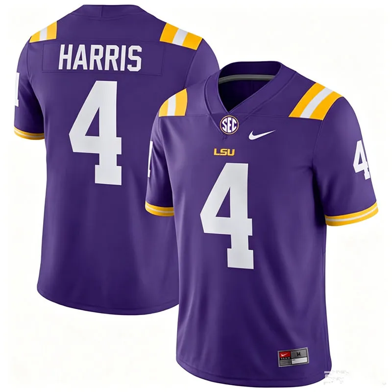 LSU Tigers #4 Jackson Harris Purple F.U.S.E. Limited Football Game Jersey