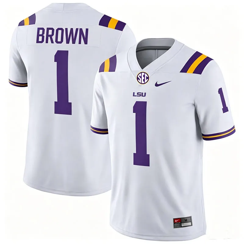 LSU Tigers #1 Jayce Brown White F.U.S.E. Limited Football Game Jersey LSU Tigers #1 Jayce Brown White F.U.S.E. Limited Football Game Jersey