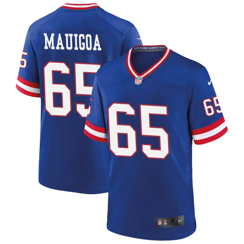 Men's New York Giants #65 Francis Mauigoa Nike Royal Classic F.U.S.E. Limited Jersey