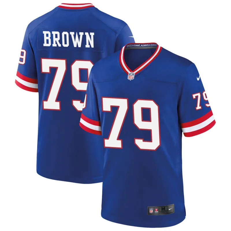 Mens New York Giants Retired Player #79 Roosevelt Rosey Brown Nike Royal Classic F.U.S.E. Limited Jersey