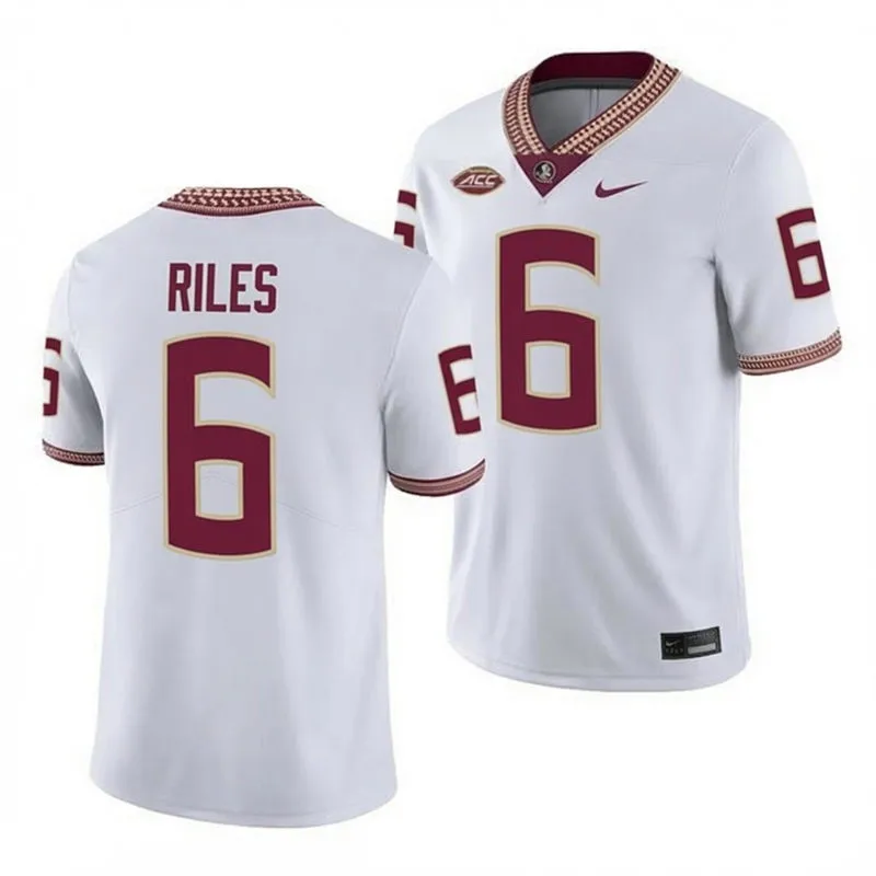 Florida State Seminoles #6 Desirrio Riles 2026 White Football Game Jersey Florida State Seminoles #6 Desirrio Riles 2026 White Football Game Jersey