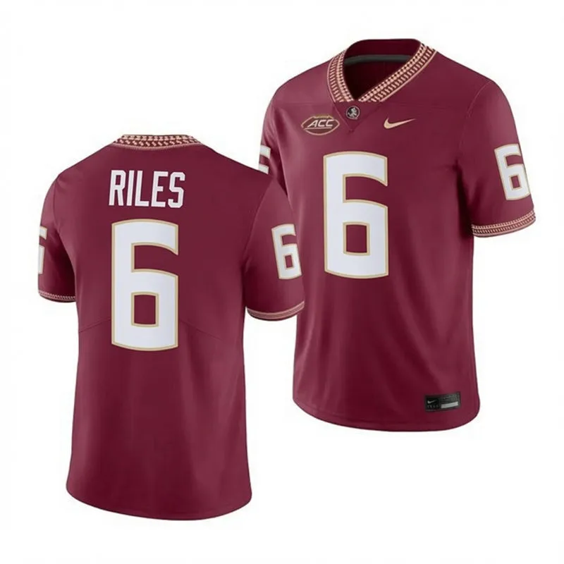 Florida State Seminoles #6 Desirrio Riles 2026 Maroon Football Game Jersey