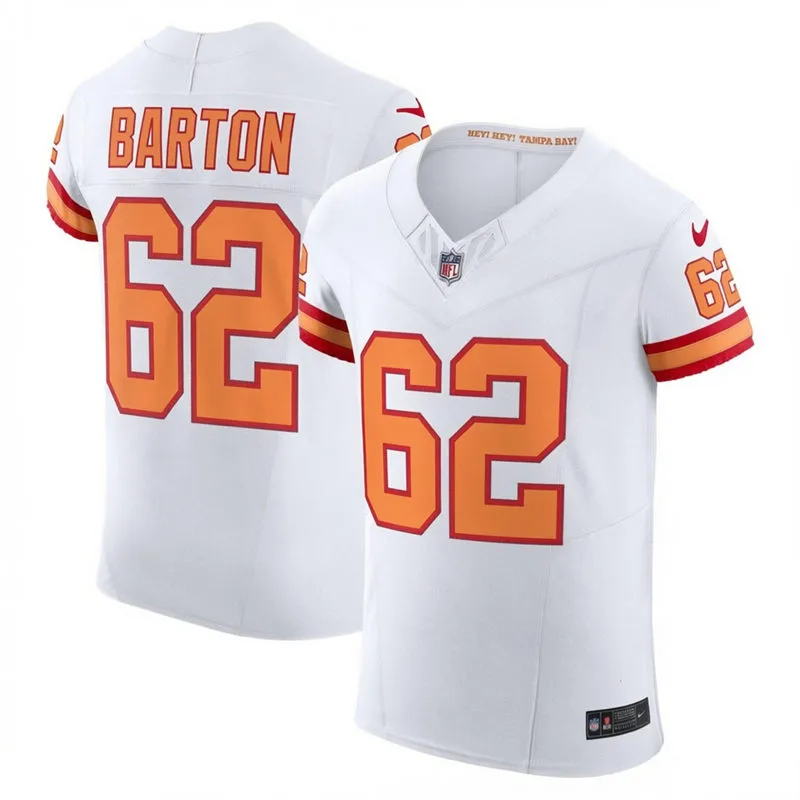 Mens Tampa Bay Buccaneers #62 Graham Barton Nike White Retro Vapor F.U.S.E. Limited Jersey