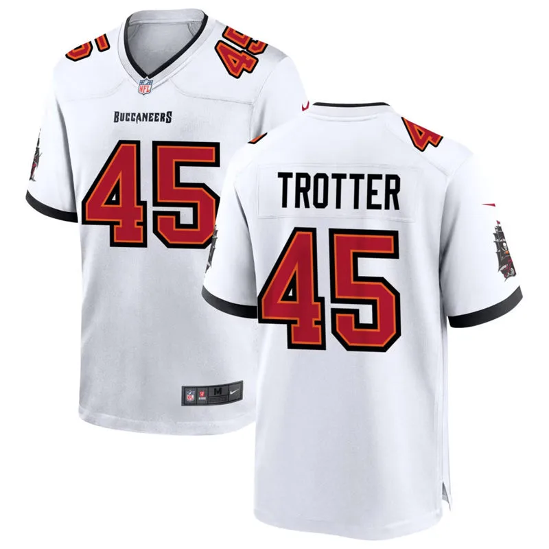 Mens Tampa Bay Buccaneers #45 Josiah Trotter Nike Away White F.U.S.E. Vapor Limited Jersey