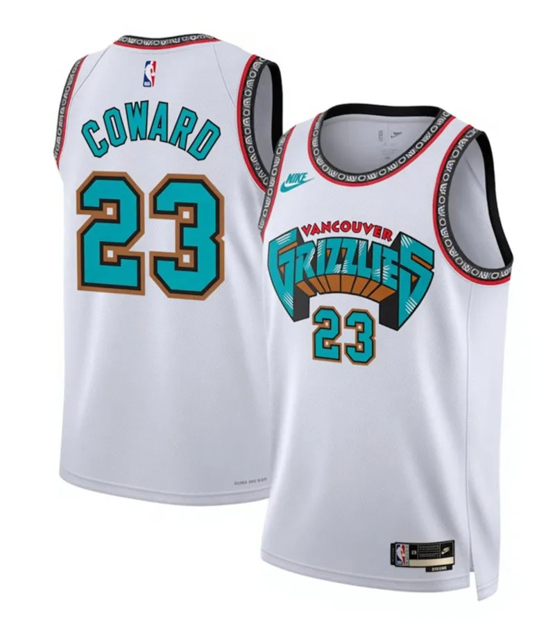 Mens Memphis Grizzlies #23 Cedric Coward Nike White Classic Edition Swingman Jersey