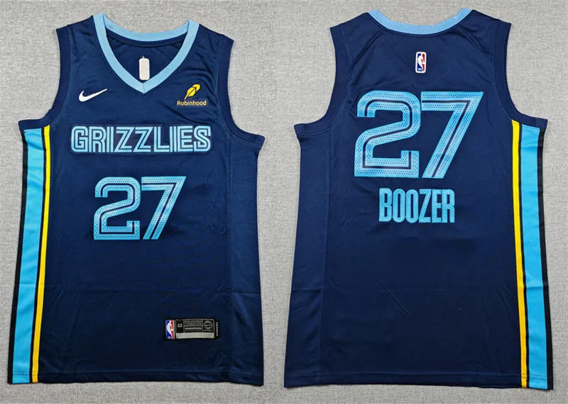 Mens Memphis Grizzlies #27 Cameron Boozer  Navy Icon Edition Swingman Jersey