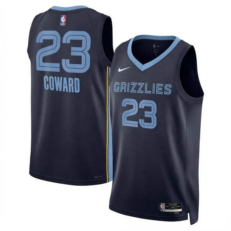 Mens Memphis Grizzlies #23 Cedric Coward Navy Icon Edition Swingman Jersey