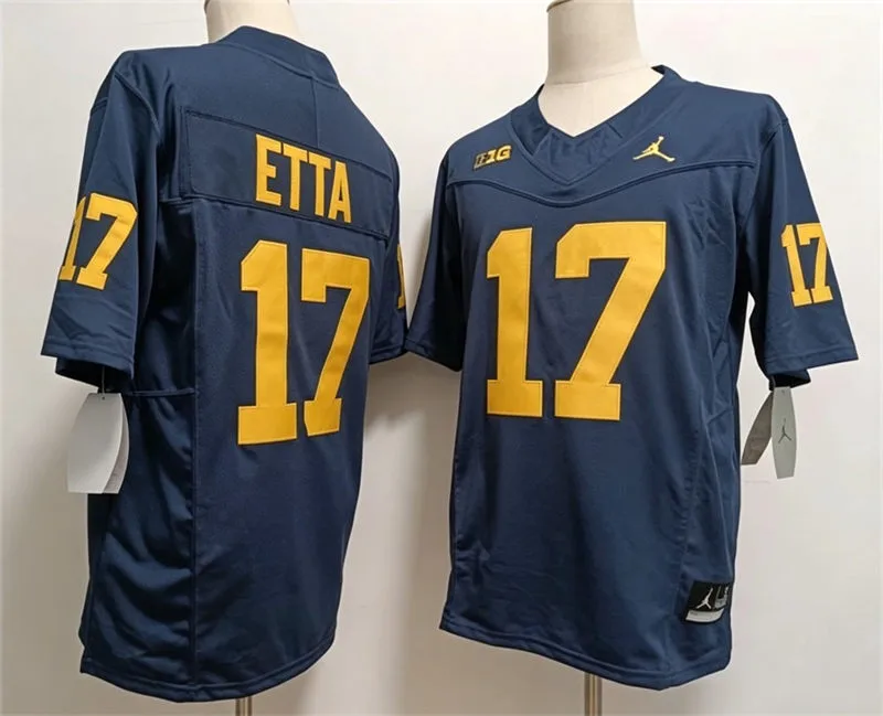 Michigan Wolverines #17 Enow Etta Navy F.U.S.E. Limited College Football Game Jersey