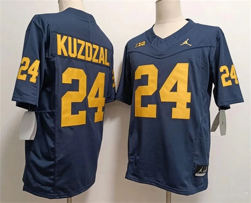 Michigan Wolverines #24 Bryson Kuzdzal Navy F.U.S.E. Limited College Football Game Jersey