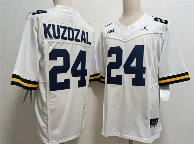 Michigan Wolverines #24 Bryson Kuzdzal White F.U.S.E. Limited College Football Game Jersey
