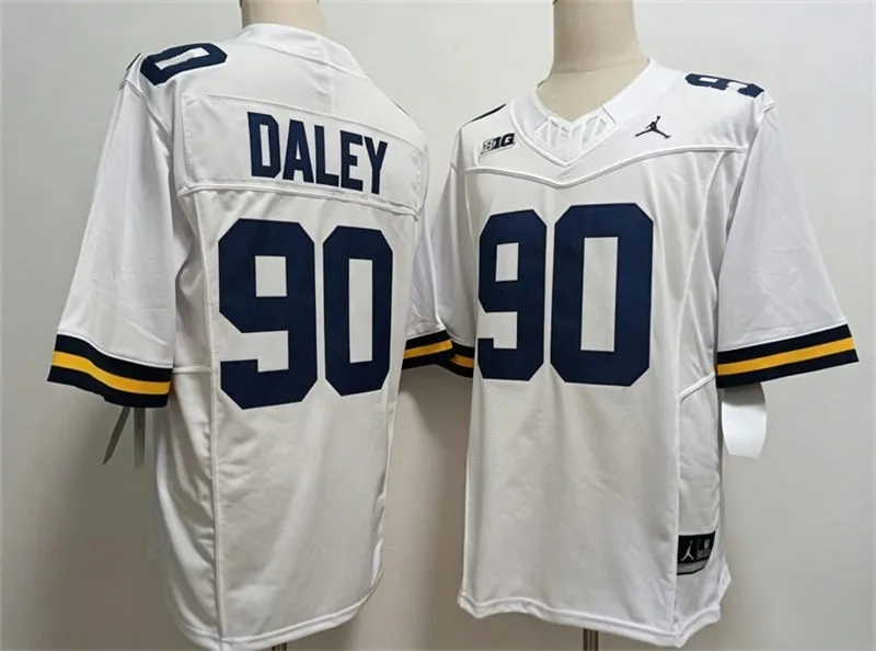 Michigan Wolverines #90 John Henry Daley White F.U.S.E. Limited College Football Game Jersey