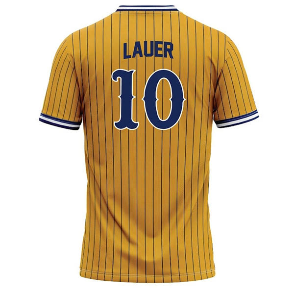 Kent State Golden Flashes #10 Eric Lauer Yellow Pinstripe Baseball Limited Jersey