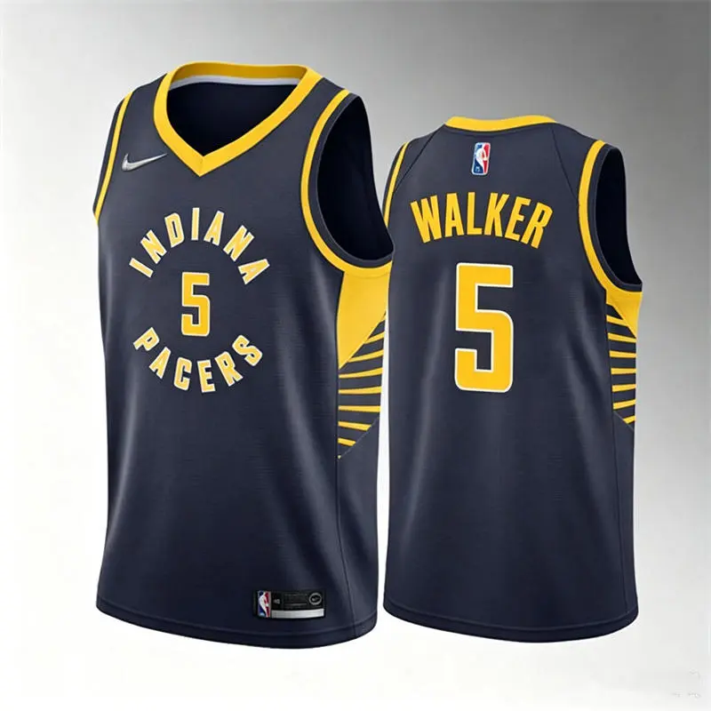 Mens Indiana Pacers #5 Jarace Walker Navy Icon Edition Swingman Jersey