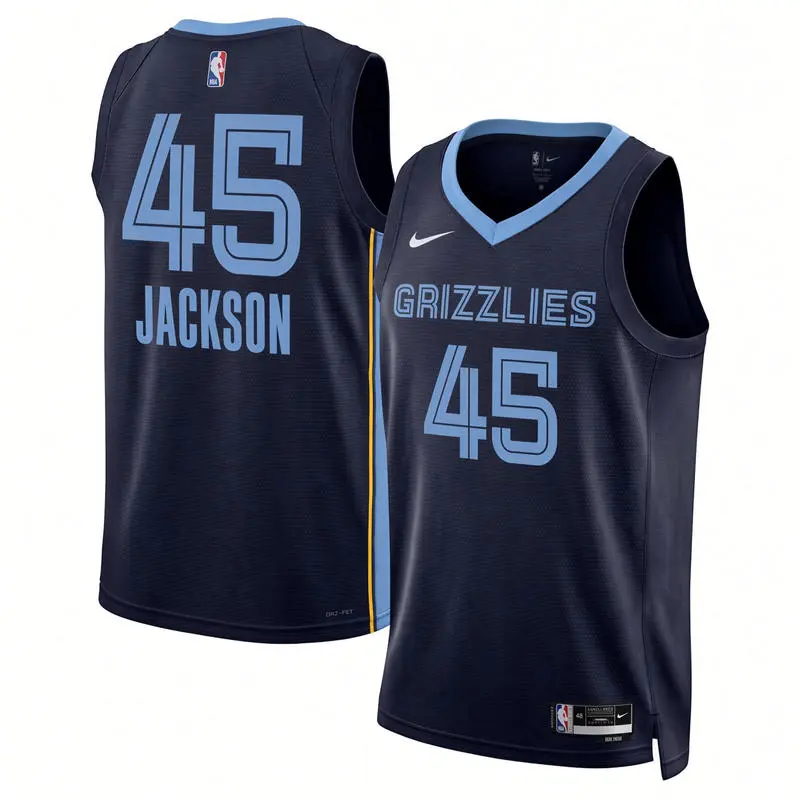 Mens Memphis Grizzlies #45 GG Jackson Navy Icon Edition Swingman Jersey