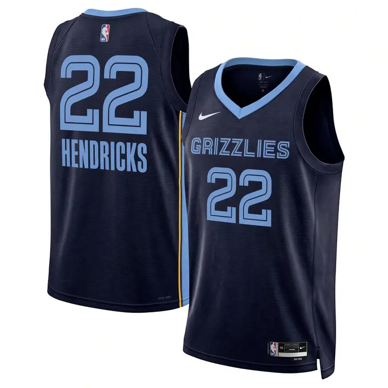 Mens Memphis Grizzlies #22 Taylor Hendricks Navy Icon Edition Swingman Jersey