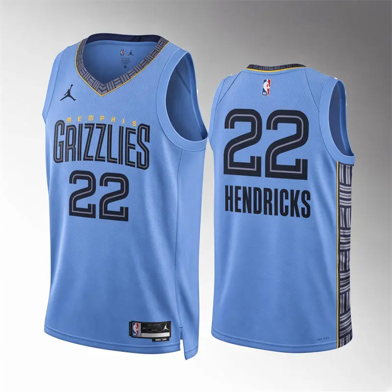 Mens Memphis Grizzlies #22 Taylor Hendricks Light Blue Statement Edition Swingman Jersey
