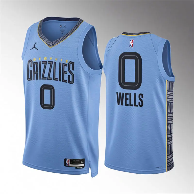 Mens Memphis Grizzlies #0 Jaylen Wells Light Blue Statement Edition Swingman Jersey