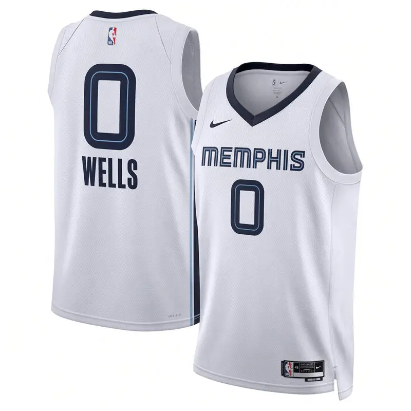 Mens Memphis Grizzlies #0 Jaylen Wells Navy Icon Edition Swingman Jersey
