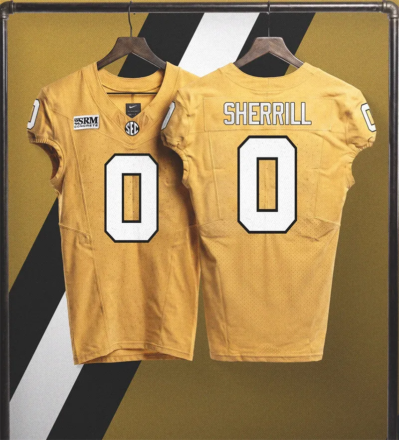 Vanderbilt Commodores #0 Junior Sherrill Gold Football Game Jersey