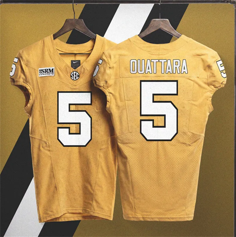 Vanderbilt Commodores #5 Yilanan Ouattara 2026 Gold Football Game Jersey