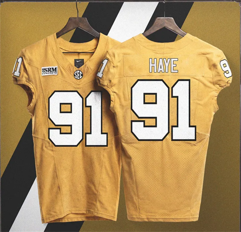 Vanderbilt Commodores #91 Jovan Haye 2026 Gold Football Game Jersey