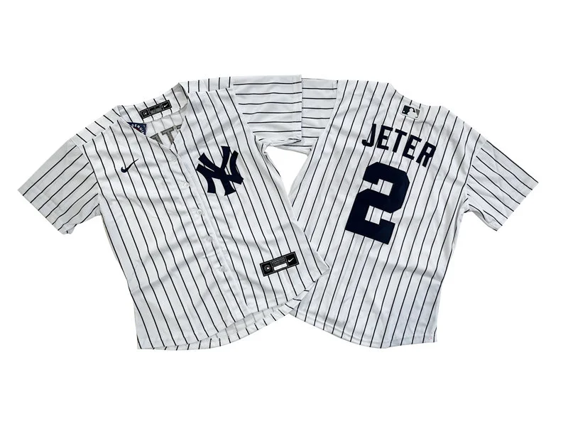 Womens New York Yankees #2 Derek Jeter Nike White with Name Jersey