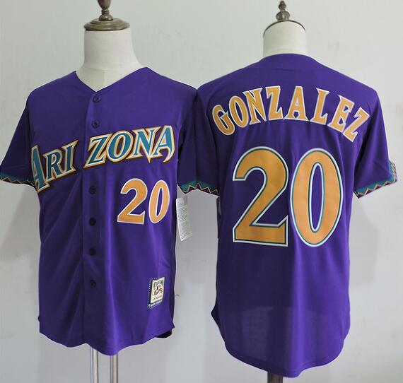 Men's Arizona Diamondbacks #20 Luis Gonzalez Majestic Cooperstown Collection Throwback Jersey - Purple