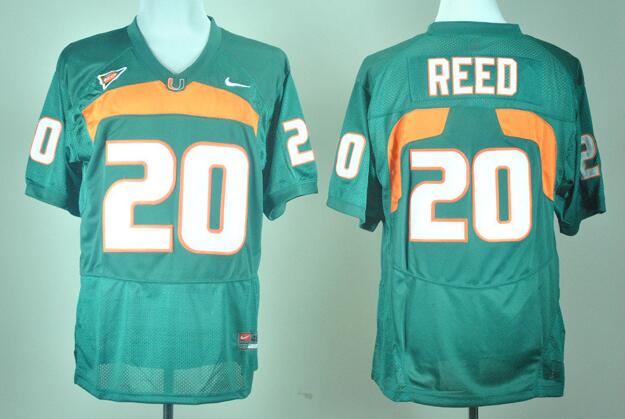 Men's Miami Hurricanes #20 Ed Reed Nike Green NCAA College Throwback Football Jersey