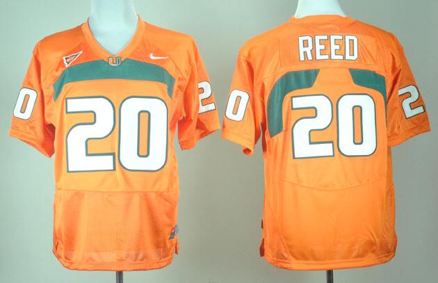 Men's Miami Hurricanes #20 Ed Reed Nike Orange NCAA College Throwback Football Jersey