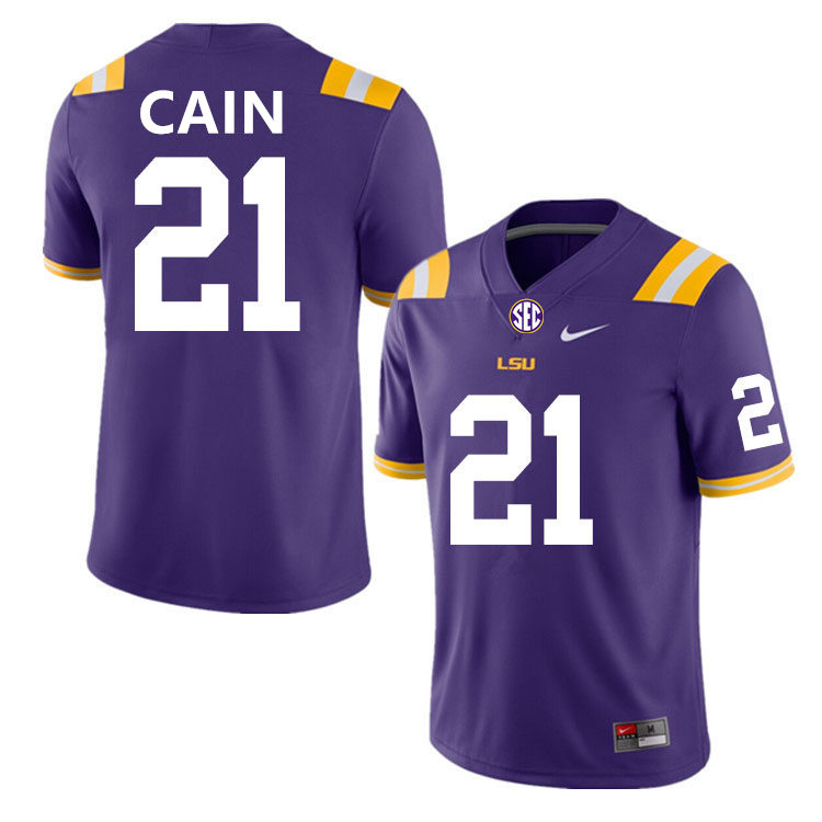 Mens LSU Tigers #21 Noah Cain Purple Nike College Football Game Jersey