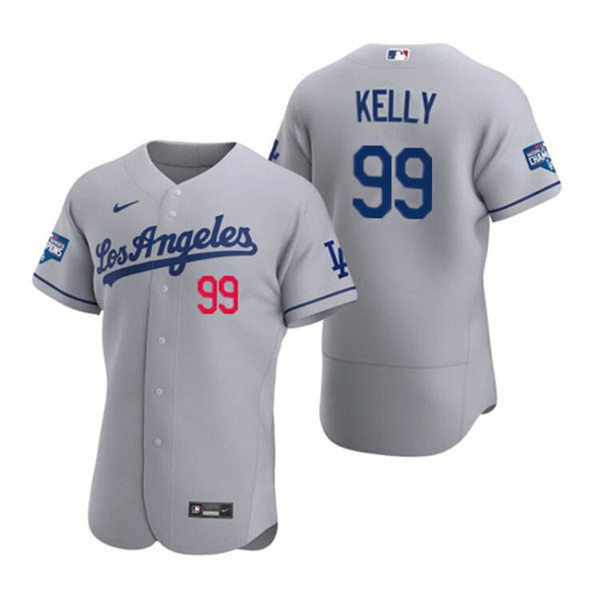 Mens Los Angeles Dodgers #99 Joe Kelly Nike Grey Los Angeles FlexBase Jersey