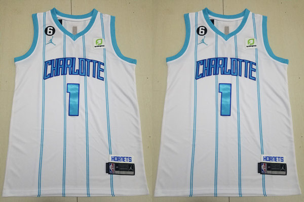 Mens Charlotte Hornets #1 LaMelo Ball 2022-23 White Association Edition Jersey