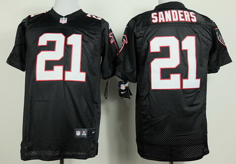 Men's Atlanta Falcons Throwback Plyer #21 Deion Sanders Black Nik Elite Jersey