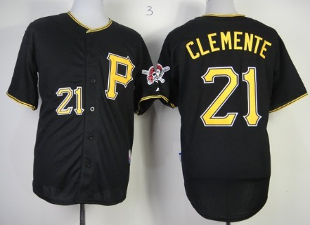 Men's Pittsburgh Pirates #21 Roberto Clemente Black Cool Base Jersey