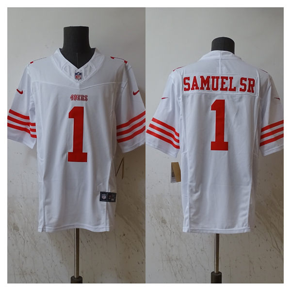 Men's San Francisco 49ers #1 Deebo Samuel Sr Nike Home White F.U.S.E. Vapor Limited Jersey