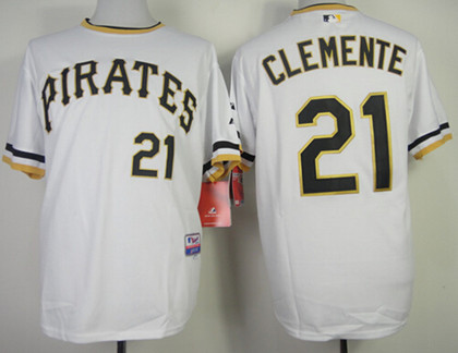 Men's Pittsburgh Pirates #21 Roberto Clemente 1971 Home White Pullover Cooperstown Jersey