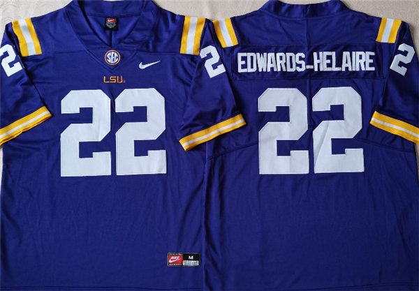 Men's LSU Tigers #22 Clyde Edwards-Helaire Purple Nike College Game Football Jersey