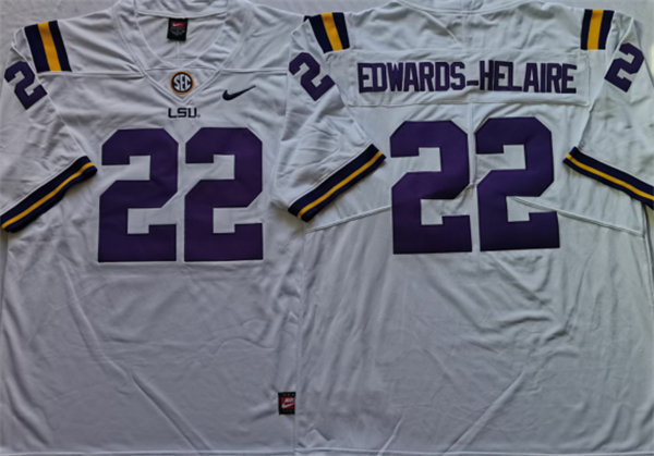 Men's LSU Tigers #22 Clyde Edwards-Helaire White Nike College Football Game Jersey
