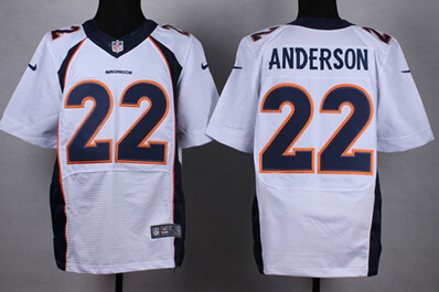Men's Denver Broncos #22 C.J. Anderson White Nike Elite Jersey