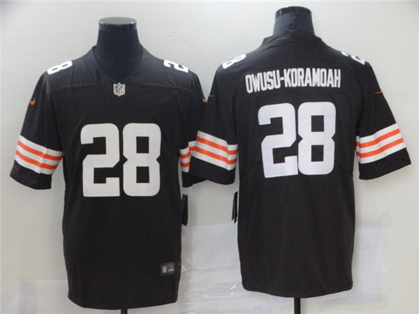 Men's Cleveland Browns #28 Jeremiah Owusu-Koramoah Nike Brown Vapor Limited Jersey 