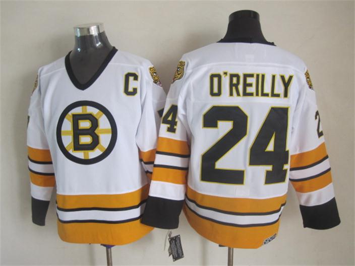 Men's Boston Bruins #24 Terry O'Reilly White 1984 CCM Vintage Home NHL Hockey Jersey