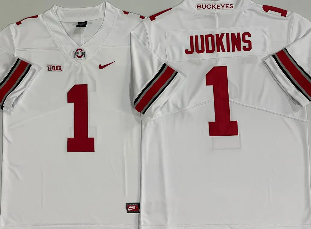 Mens Ohio State Buckeyes #1 Quinshon Judkins White F.U.S.E. Limited College Football Game Jersey