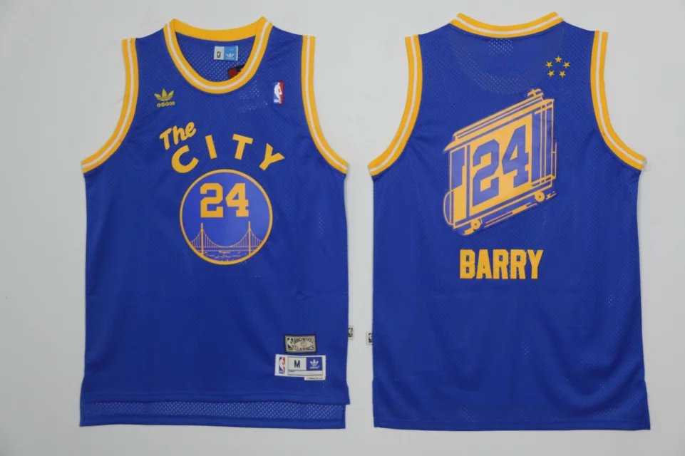 Men's Golden State Warriors #24 Rick Barry Throwback Swingman Blue Jersey