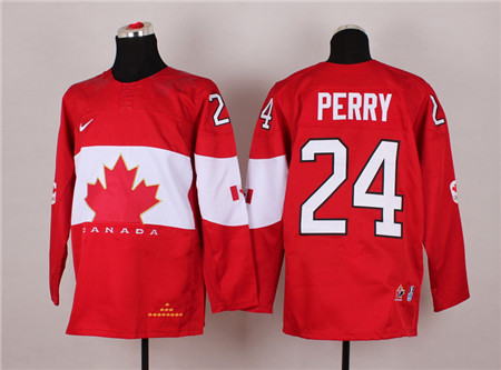 Men's Canada 2014 Olympics Hockey Jersey #24 Corey Perry Team Red