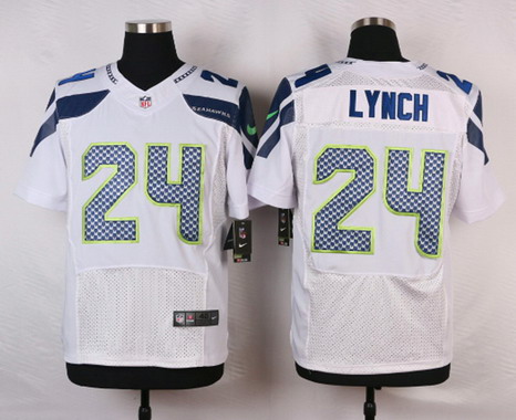 Nike Seattle Seahawks #24 Marshawn Lynch White Elite Jersey