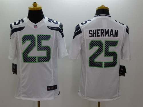 Nike Seattle Seahawks #25 Richard Sherman White Game Kids Jersey