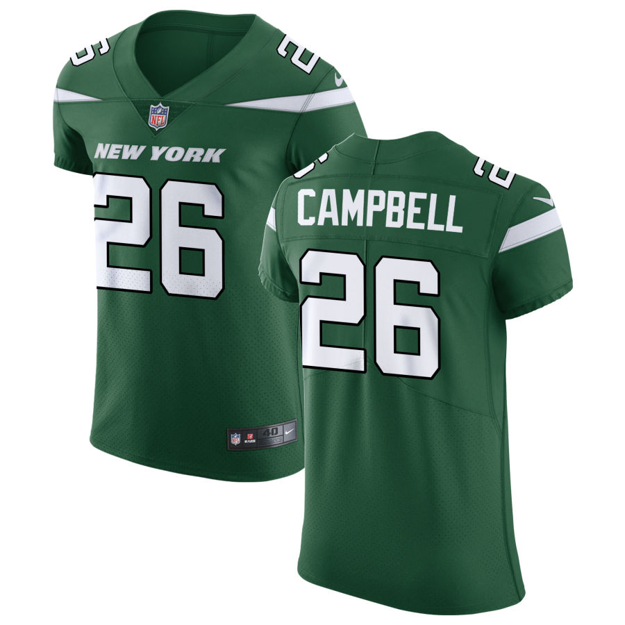 Mens New York Jets #26 Elijah Campbell Green Nike NFL Vapor Limited Jersey